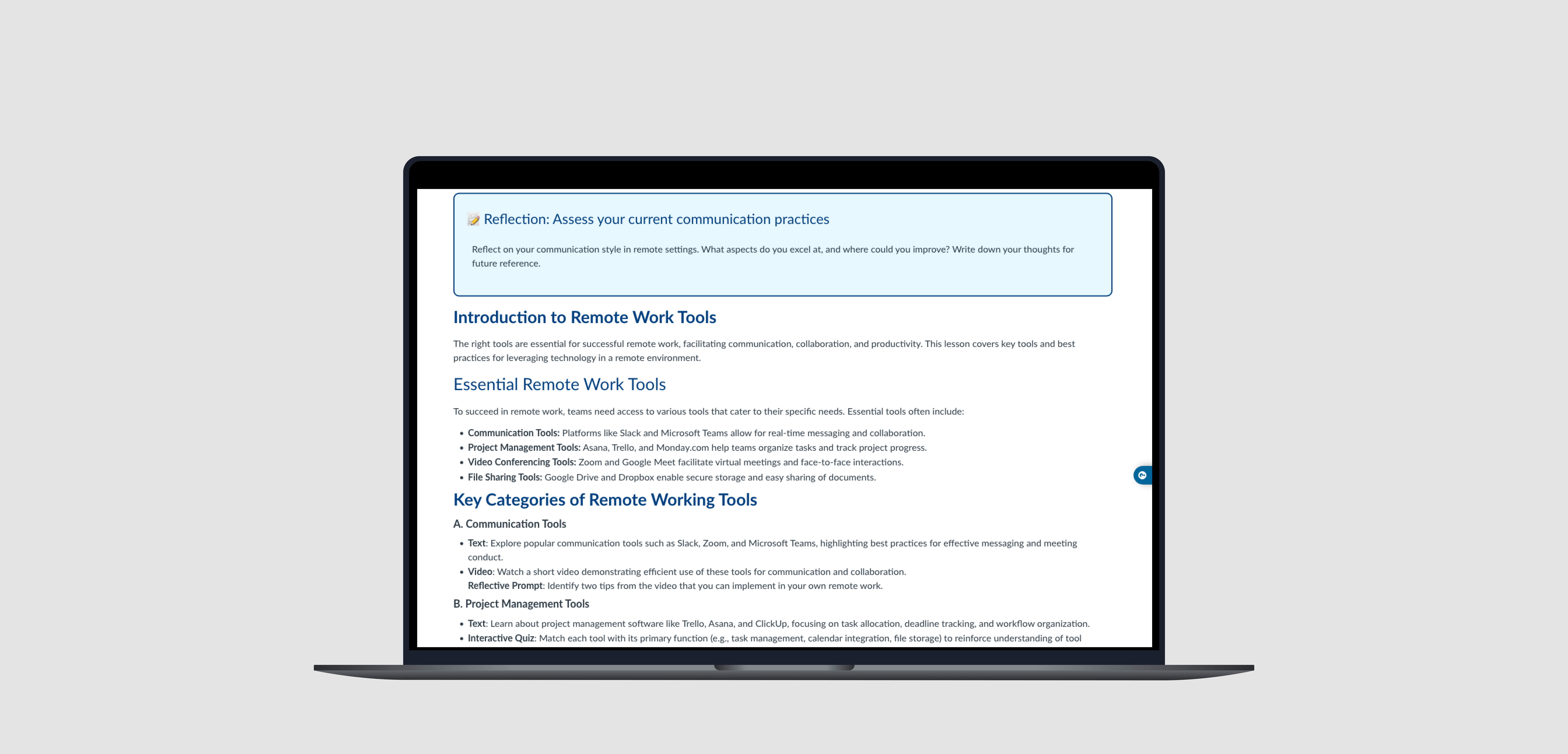 Canvas LMS — Introduction to Remote Work Tools and key categories